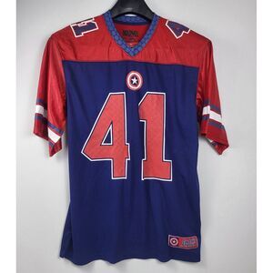 Marvels Captain America‎ Super Soldier Jersey Mens Large Red Blue Short Sleeve